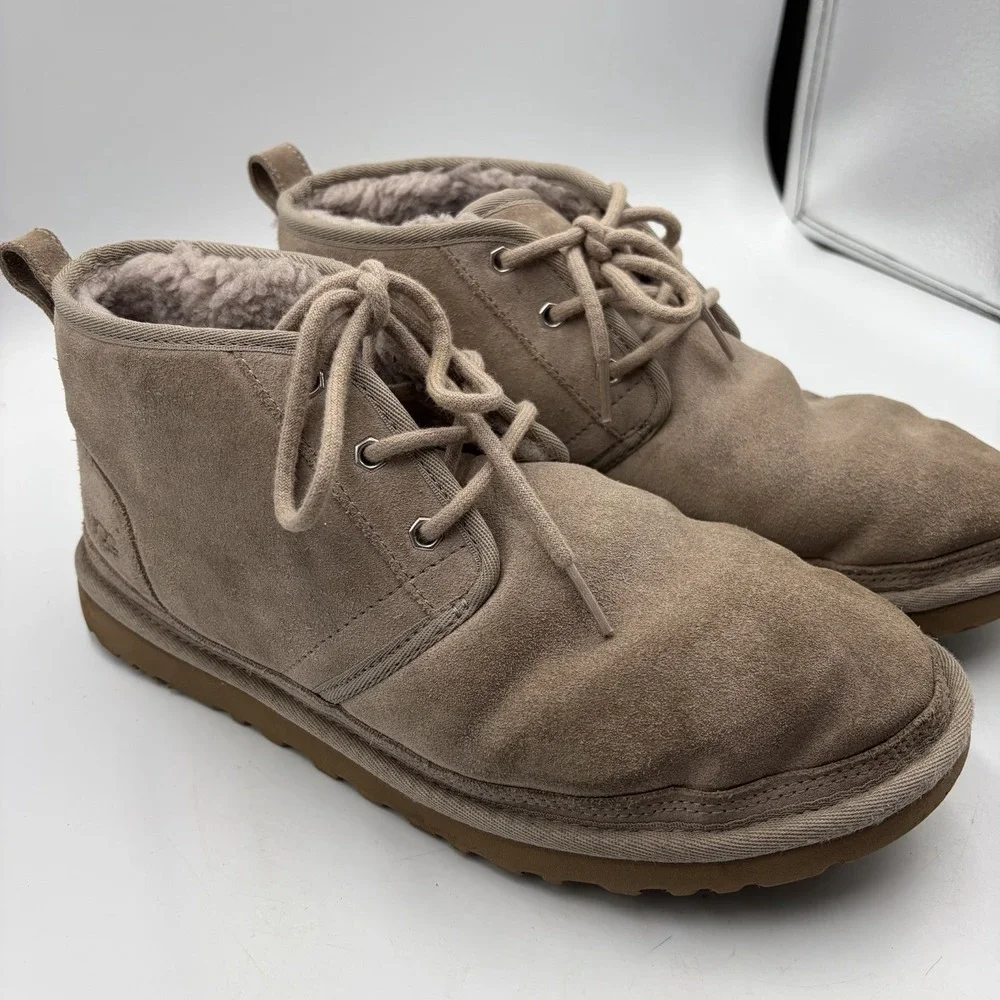 UGG Neumel Boots Beige Tan Suede Sheepskin Chukka Ankle Shoes Men's Size 11